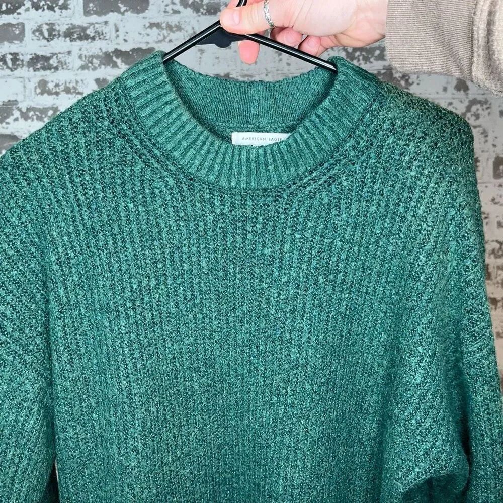 American Eagle | women knitted crewneck sweater oversized cropped